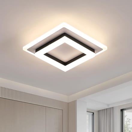 Haobosic - 24W LED Plafondlamp - Zwart Vierkant - Modern - Neutraal Licht 4500K
