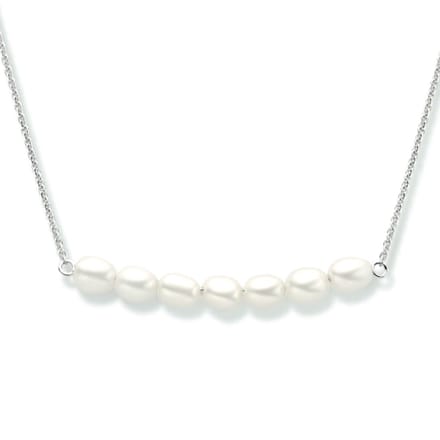zilver gerhodineerd collier parel 42 + 3 cm 1334316