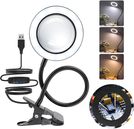 Vergrootglas met Verlichting - Loeplamp - Vergrootspiegel Led - Zwart