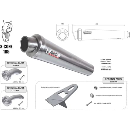 Universele motor demper linkerzijde Mivv X-Cone 105