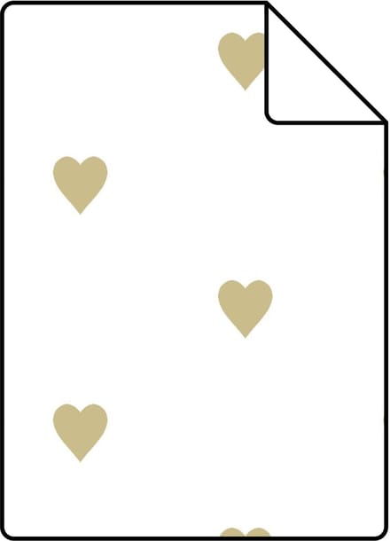 Proefstaal Origin Wallcoverings behang hartjes wit en goud - 26,5 x 21 cm - 347679-S