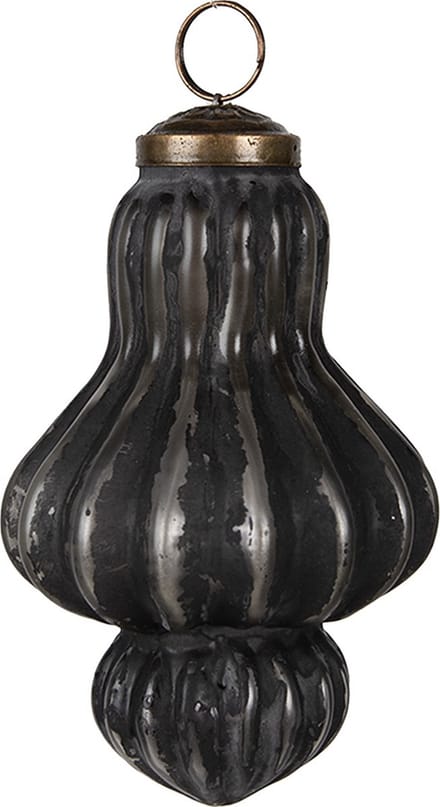 Clayre & Eef Kerstbal Overig Ø 7x12 cm Zwart Grijs Glas Kerstballen