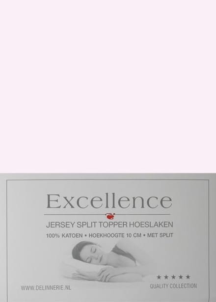 Excellence Jersey Split Topper Hoeslaken - Tweepersoons - 160x200/210 cm - Soft Pink