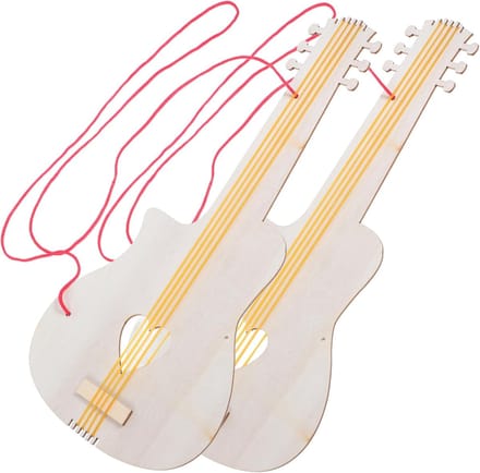 DIY Gitaar Speelgoed - Knutselproject Hout - Creatief Schilderen - Eenvoudig Te Monteren - 31 cm Lengte - Onbewerkt