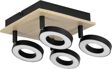 EGLO RIELVES PLAFOND 4L 170X170 HOUT/ZWART/WIT FSC
