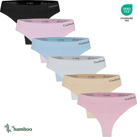 6-Pack Dames Bamboe Naadloos Ondergoed - String Slips - Effen - Maat S/M - 3104-Mix