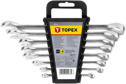 Topex - Ringsleutelset - 6-19 mm - 8 Stuks - Chroom-Vanadiumstaal