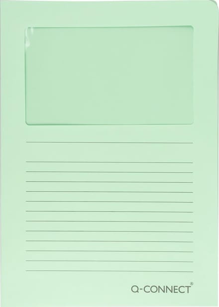 Q-CONNECT L-map met venster | 120 g/mÃ‚Â² | A4 | pak van 100 stuks | lichtgroen