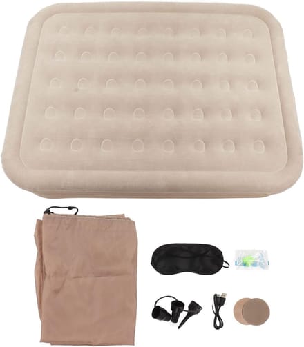 Opblaasbaar Bed - Luchtmatras Dubbel - Flexibel Slapen - Ingebouwde Pomp - 197x150x40cm - Kaki