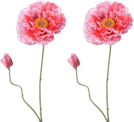 Viv! Home Luxuries Klaproos - 2 stuks - kunstbloem - roze - 75cm