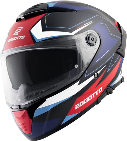 Bogotto FF118 Vilial Mat Zwart Wit Rood Blauw Integraalhelm - Helm