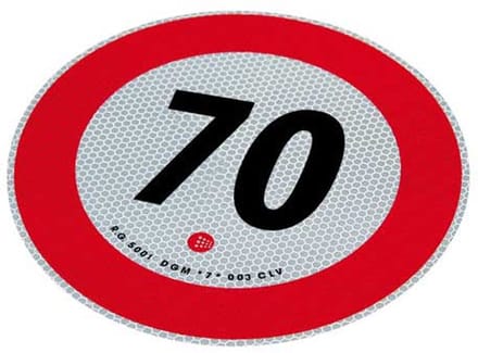 Speed limit sign. 70 km/u