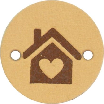 Durable Leren Rond Label met Huisje Opdruk – 2 cm – Set van 2 Stuks