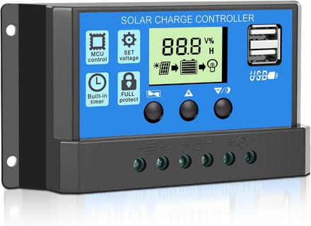 Solar Laadregelaar 30A 12V/24V met Dubbele USB en LCD Display