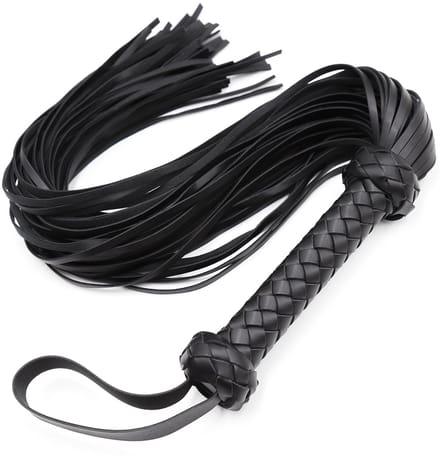 Smart Moves - Flogger - PU Leer - Gevlochten Handvat - 65 cm - Zwart