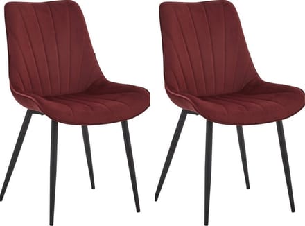 Colenis® - Lesedi Eetkamerstoel - Set Van 2 - Bordeaux - Fluweel - Velvet - Industrieel