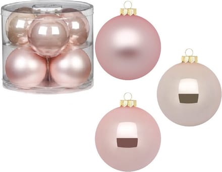 Inge Christmas Grote kerstballen - 6x st - roze - D10 cm - glas - kerstversiering