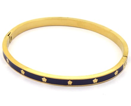 Armband Dames - Bangle Sterren - RVS - One Size - Goudkleurig en Paars