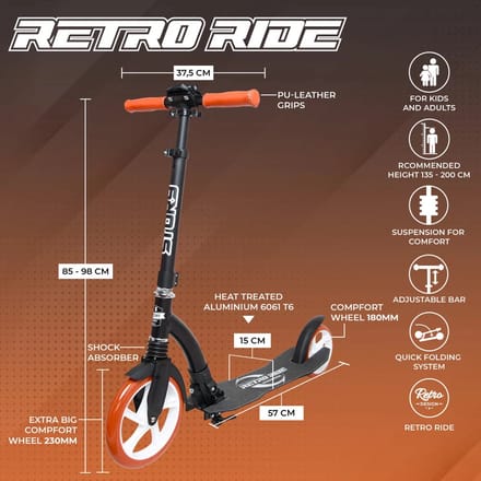 Story Opvouwbare Transportstep Retro Ride Vintage Black