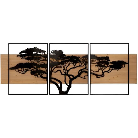 Wanddecoratie Mauro Ferretti Lagos Ferro E Wood (x3)