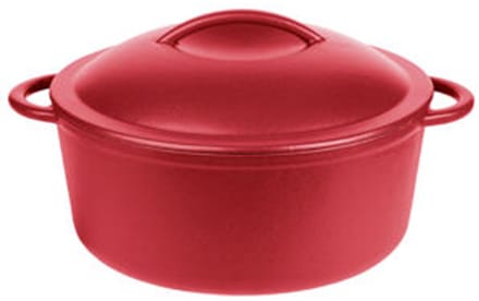 GSW Gietijzeren kookpan - Ø 24 cm - Matt Rood - Met deksel