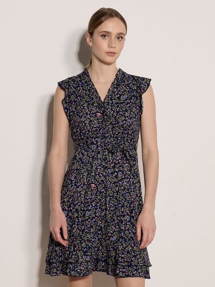 Mini-jurk met bloemenprint en ruches