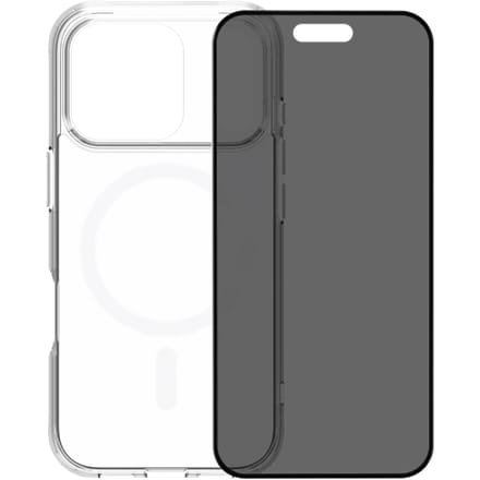 BlueBuilt Protective Back Cover met MagSafe iPhone 17 Pro Transparant + BlueBuilt iPhone 17 Pro Privacy Screenprotector Glas