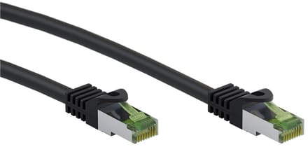 Goobay RJ45 netwerkkabel met CAT 8.1 S/FTP ruwe kabel, AWG 26, zwart, koperen geleider, LSZH halogeenvrije kabelmantel, RJ45-connector (CAT 6A) (7,5 m)