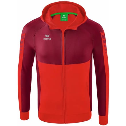 Erima Six Wings Trainingsjack Met Capuchon Kinderen - Bordeaux / Rood | Maat: 128