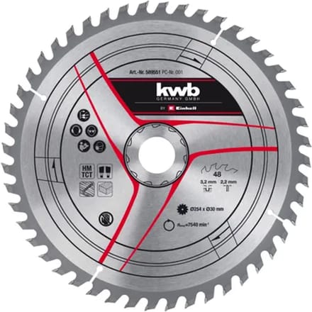 Einhell Cirkelzaagblad Hout Kwb48t - 254mm - 48t - Hardmetaal