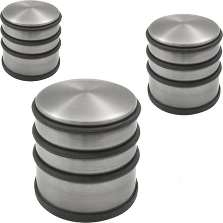 Deurstopper DARA nikkel satijn - 3 stuks - deurstop rond - zonder schroeven - diameter 7 cm en hoogte 7,7 cm
