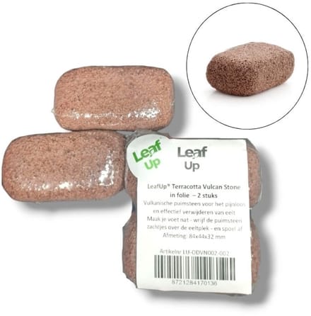 LeafUp® Terracotta Vulcan Stone - Eeltverwijderaar - Vulkanisch Puimsteen - in folie - 2 stuks (B4)