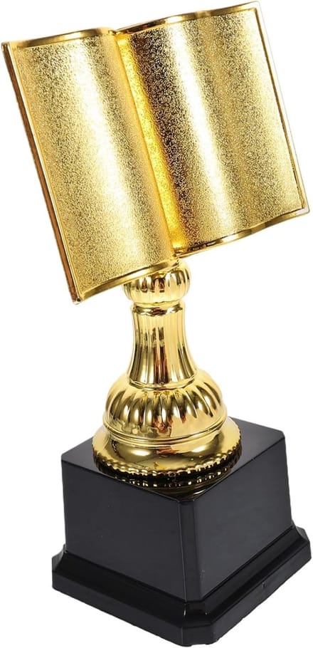 Leeswedstrijd Trofee - Prijs Beker - Kinderen Belonen - Lichtgewicht Plastic - 20 x 11 x 7.5 cm - Goudkleurig