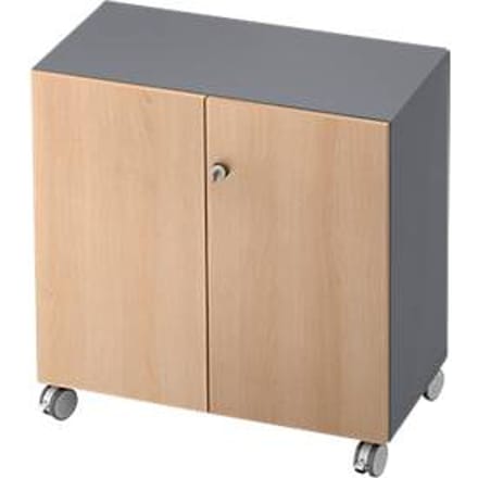 TOPAS LINE rolkast, 2 dossierhoogtes, afsluitbare deuren, grafiet/eiken decor