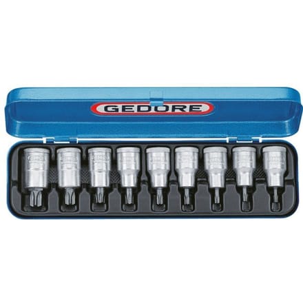 TX20 - TX60 Torx 1/2" Gedore Schroevendraaier Socket 9-delige Set