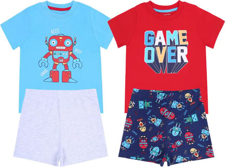 2 x Blauwe en rode robotpyjama