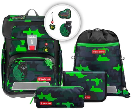 Step by Step schooltas Cloud Schulranzen-Set 5-delig Black Cat Chiko groen
