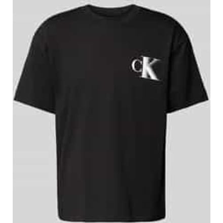 T-shirt met labelprint en ronde hals