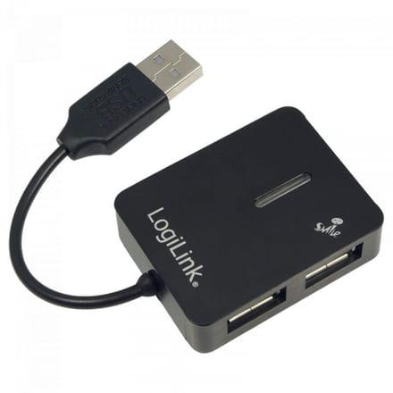 LogiLink USB 2.0 hub 4-port Smile Zwart USB hub - 4 - Zwart