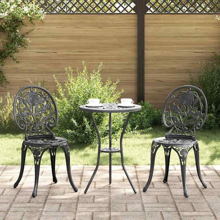 vidaXL - Tuin - Bistro - Set - 3 - st - Zwart - Aluminium