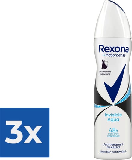 Rexona Deospray - Invisible Aqua 150 ml - Voordeelverpakking 3 stuks