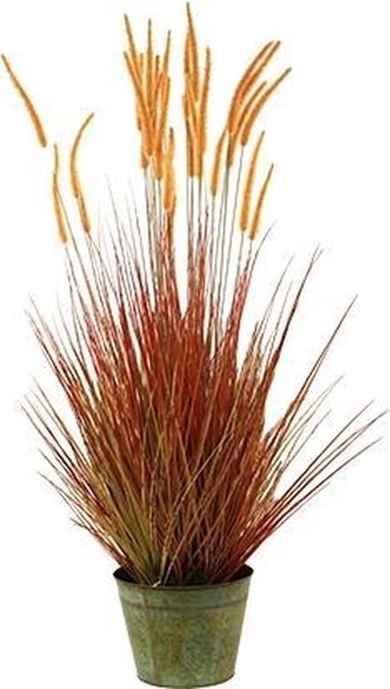 Kunst Stekelkamgras in pot 140 cm - oranje-groen