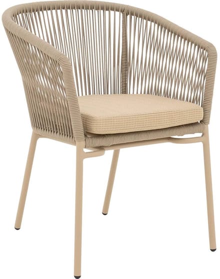 Goossens Tuinstoel Ravello - Buitenstof - beige - 60 x 77 x 59 cm - Stapelbaar