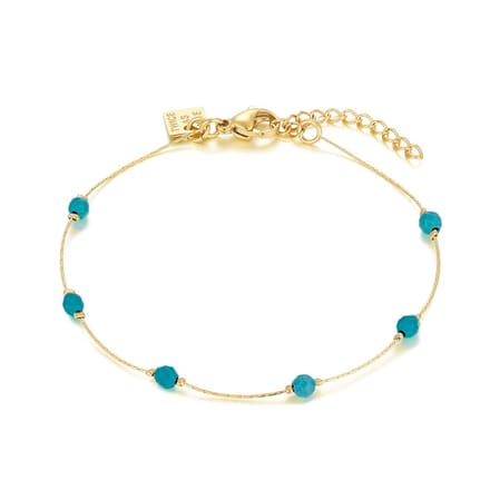 Twice As Nice Armband in goudkleurig edelstaal, turquoise steentjes 16cm+3cm