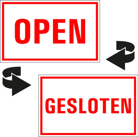 Open gesloten bordje, kunststof 320 x 200 mm