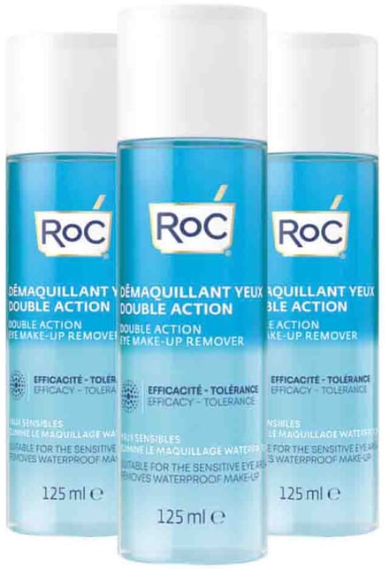 RoC Double Action Eye Make-up Remover - 3 x 125 ml - Voordeelverpakking