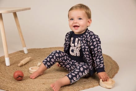 Dirkje - Girls Trousers Navy + light Pink - maat 86