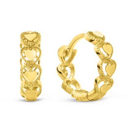 Juwelier Emo - 14 Karaat Gouden oorbellen Hartjes - 15mm - 4.3mm Breed