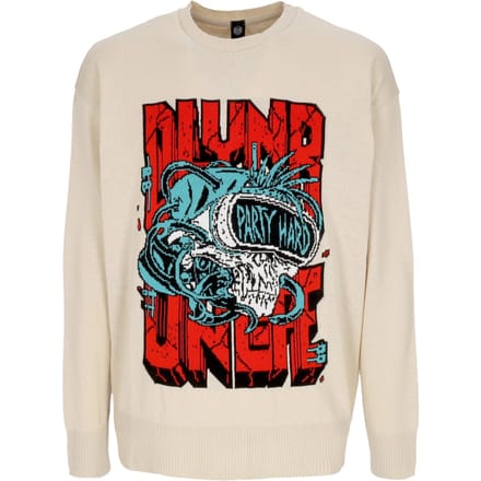 Lichtgewicht herensweater Party Hard Skull Sweater Beige Moonlight