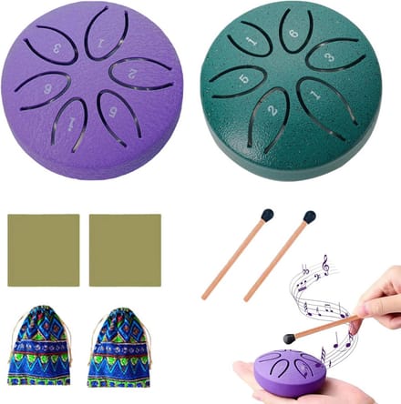 Set van 2 Mini Stalen Tongtrommels in C-majeur met Accessoires